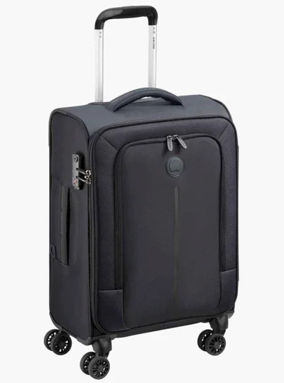 DELSEY Paris Caracas 55 Cm 4-Double Wheeled Softcase Expandable Cabin Trolley Case - Black